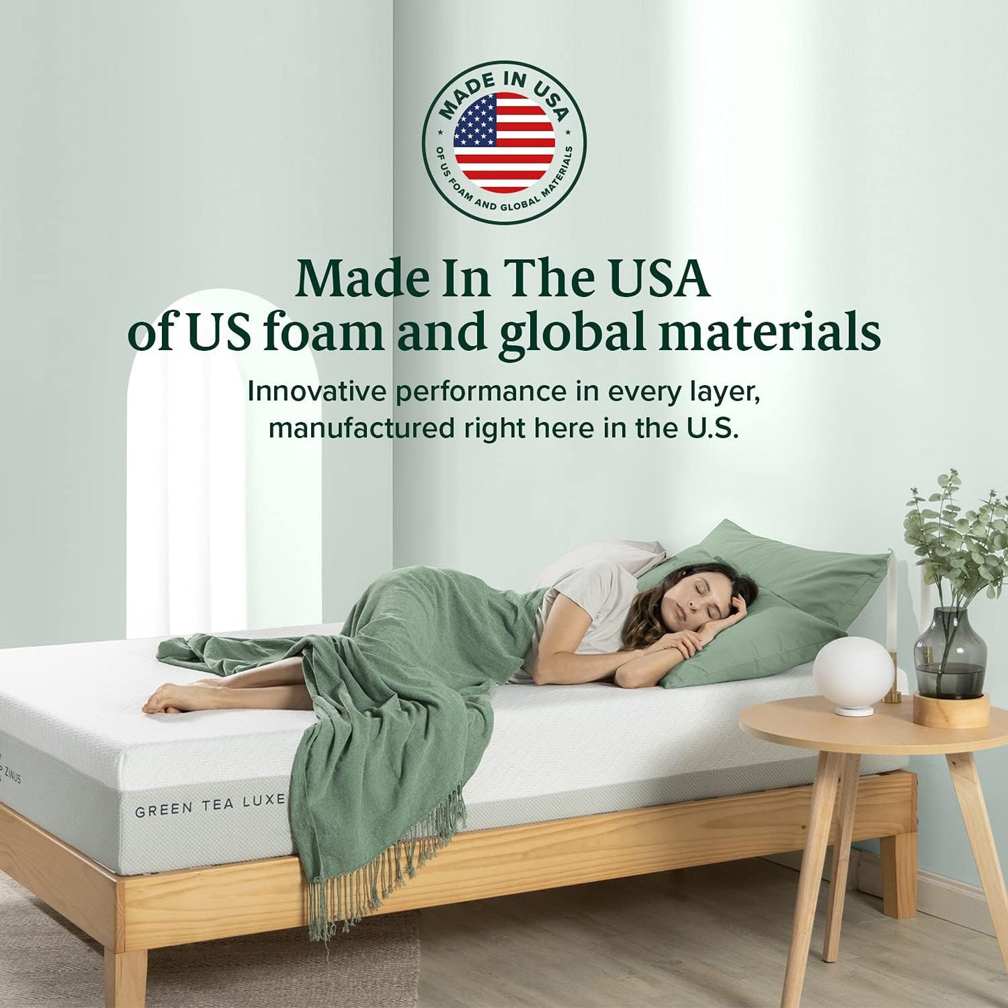 ZINUS 8 Inch Green Tea Luxe Memory Foam Mattress, Queen, Pressure Relieving, CertiPUR-US Certified, Mattress in A Box, All-New, Made in USA