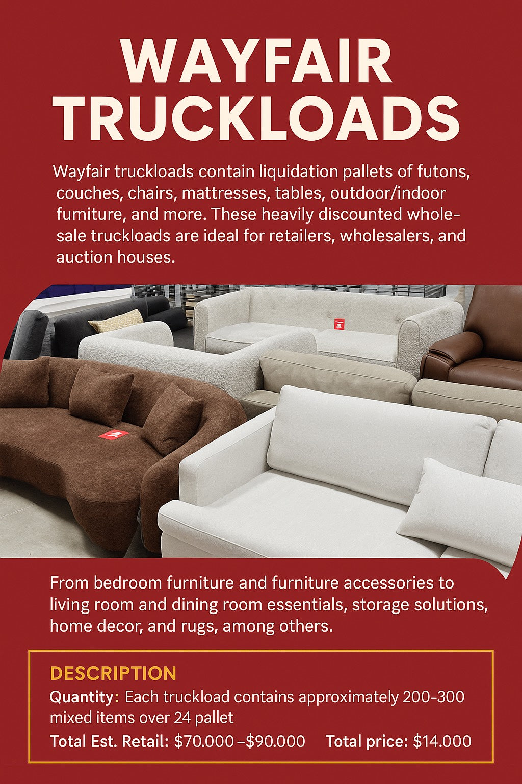 Wayfair Furniture Truckload