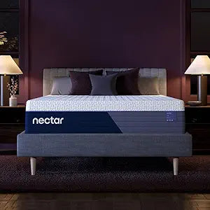 Nectar Luxe Hybrid 14” Queen Mattress - Medium Firm - Memory Foam & Innerspring Coils - Cooling Fibers - 3” Pressure Relief Layer - Mattress in a Box - 365-Night Trial & Forever Warranty