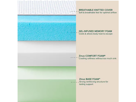 Zinus Queen Medium Soothe Cooling Gel Memory Foam 10 in. Mattress